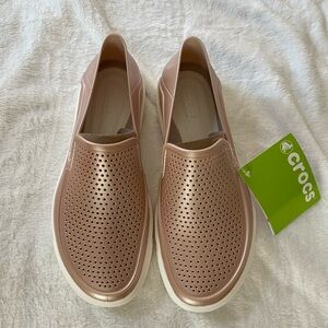CROCS Women's Perforated Slip-On Sneakers - Rose Gold